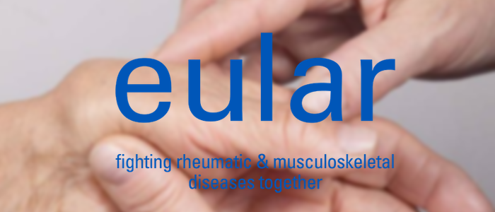 Eular logo superimposed in front of two hands, one holding the other